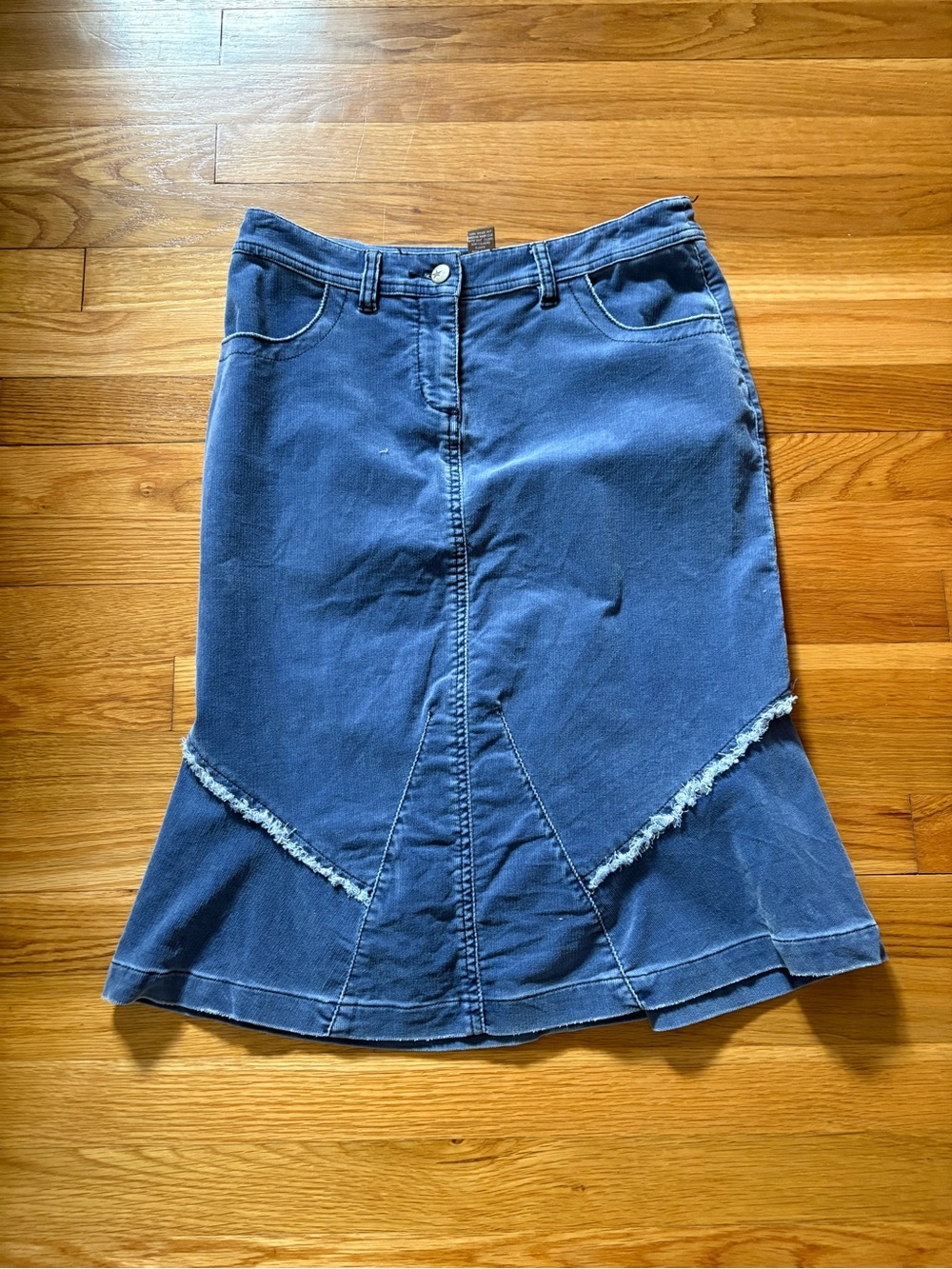 Blue Denim A-Line Midi Skirt
